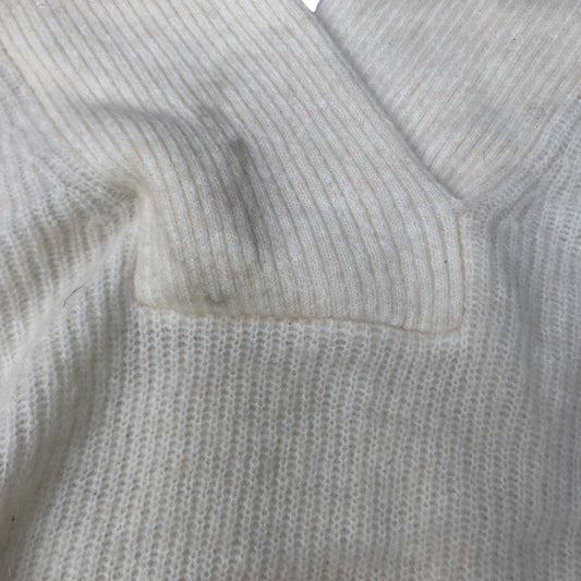 River Island Cream Oversized Sweater UK Size M Women's V Neck Knitted Pullover