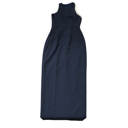 Jarlo Navy Blue Dress Women's Elegant Midi Length Embellished Neckline Size 8