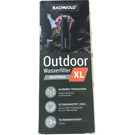 BACHGOLD Outdoor Wasserfilter XL Selfpress Portable Water Filter Clean Water