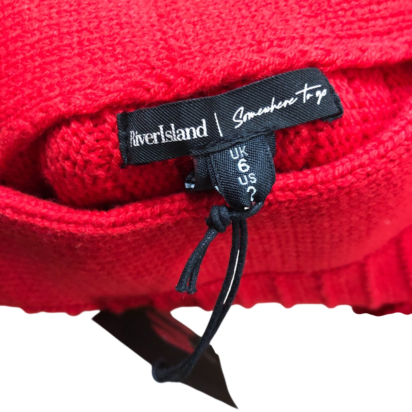 River Island Skater Skirt UK6 Women's Red Knitted Stretchy Cotton Blend