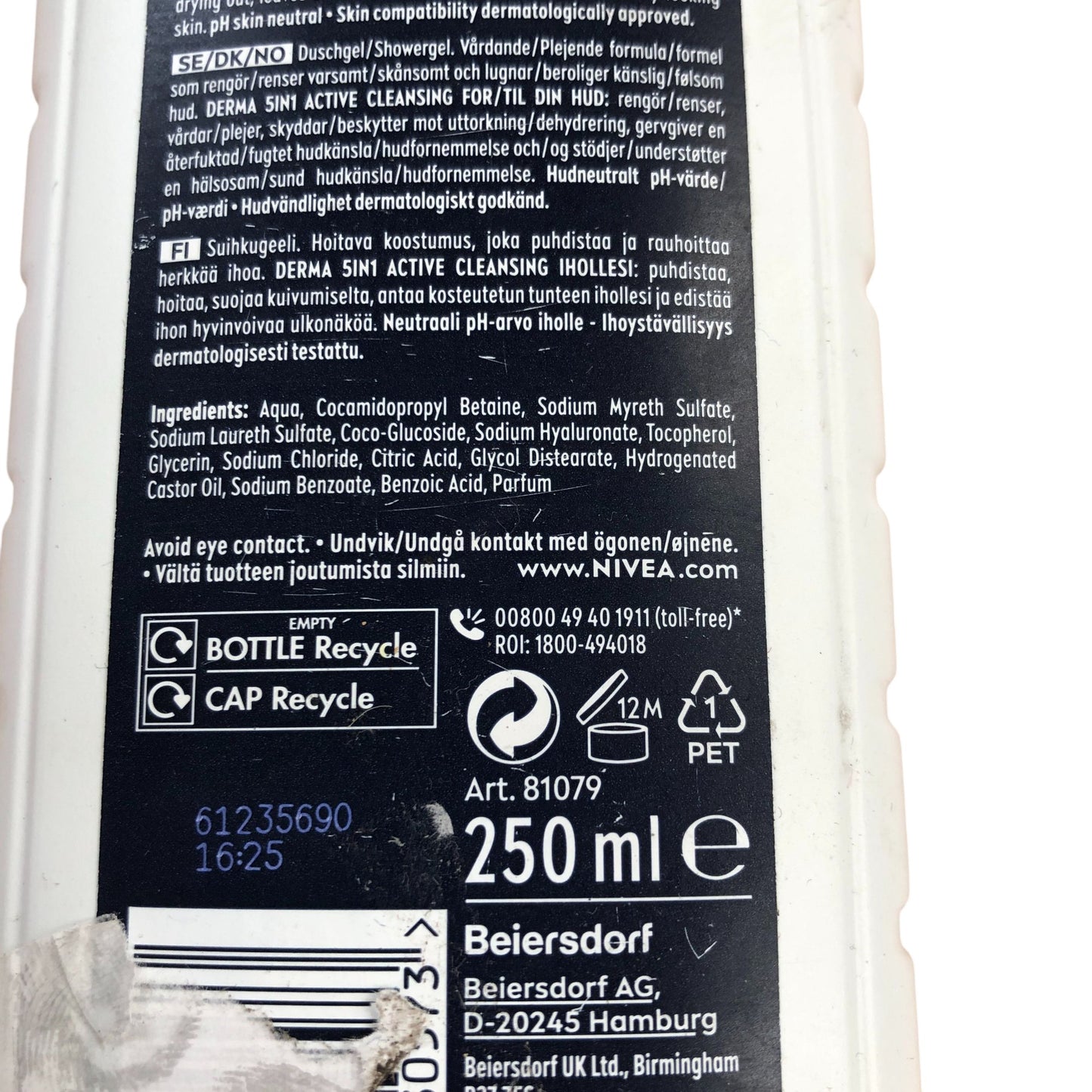 NIVEA Men Sensitive Soothing Shower Gel 250ml 5in1 Body Face Hair Care