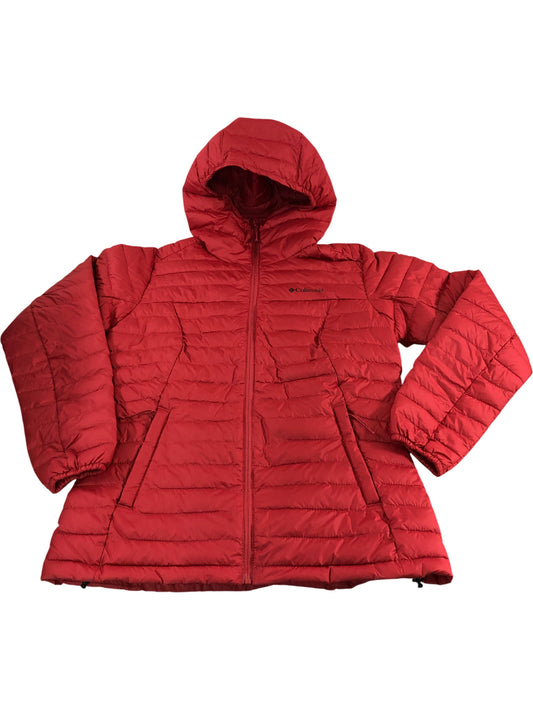 COLUMBIA Hooded Puffer Jacket Size Medium Men's Red Thermal Outerwear