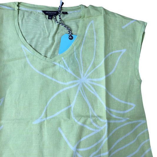 Weird Fish Valli Top Size 12 Women's Pale Yellow Leaf Print