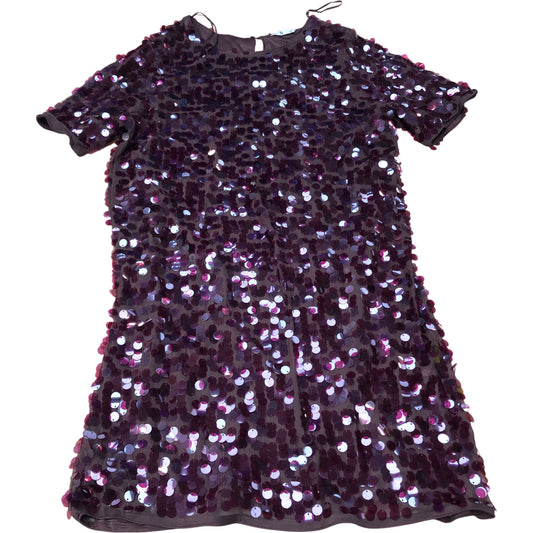 Sequin Dress UK12 Women's Burgundy Short Sleeve Party Wear Sequin Detail