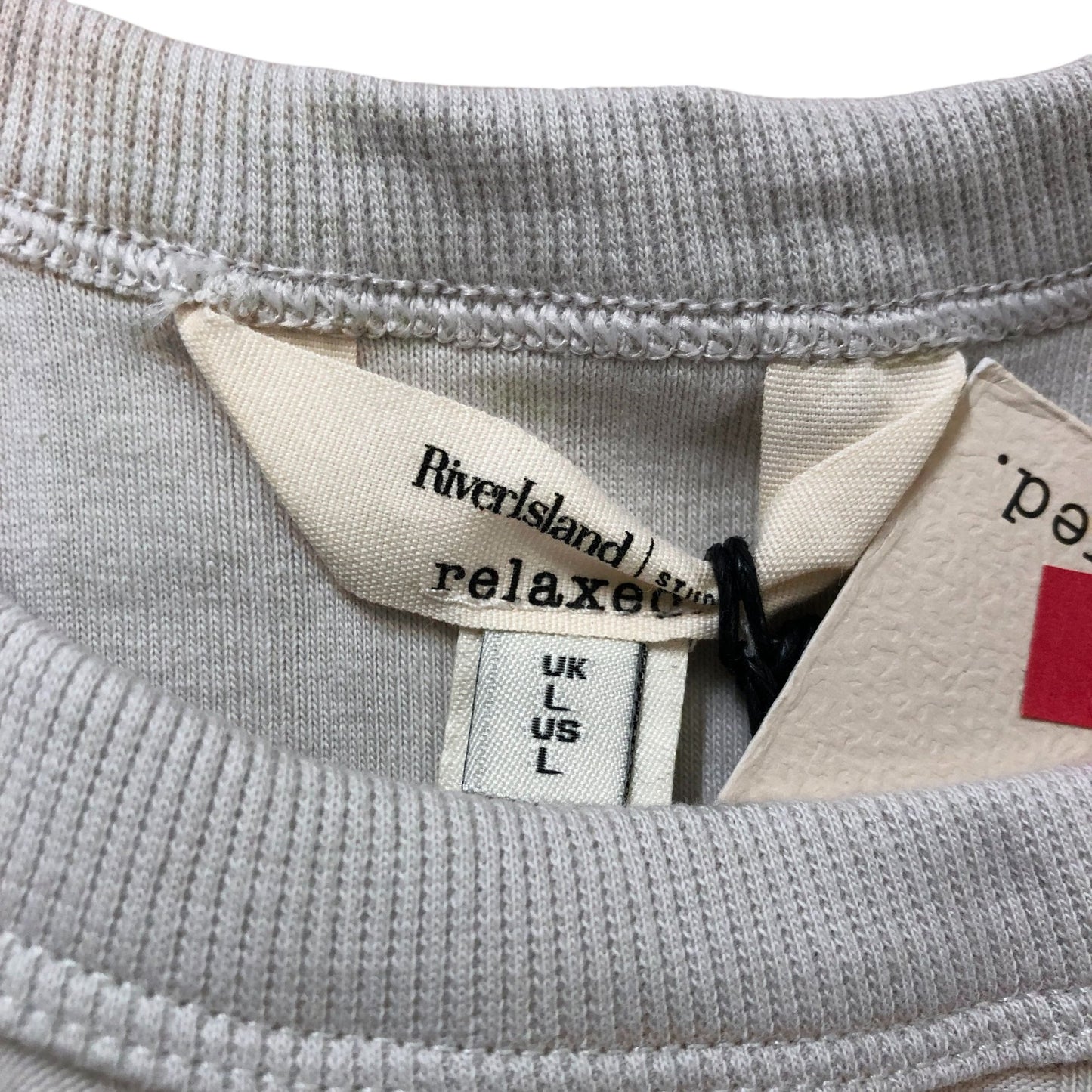 River Island Relaxed Fit Crop Top Size L Women's Light Grey Ribbed