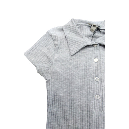 River Island Grey Ribbed Polo Dress UK Size 8 Women's Short Sleeve Casual