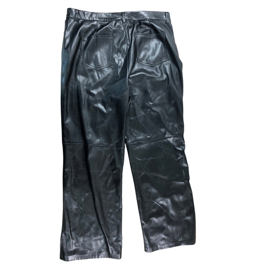 Black Faux Leather Trousers XL Women's Regular Fit High Waisted Fashion