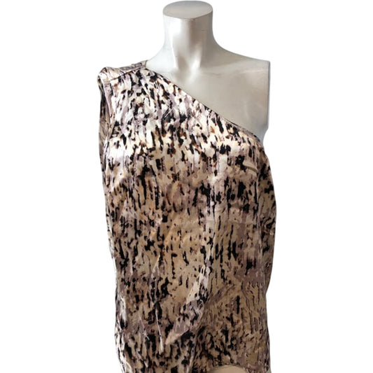 Stylish Women's One Shoulder Top Fashionable Print Size 16 Viscose Rayon