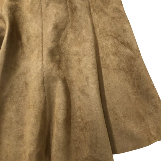River Island Skirt Size 16 Women's Pleated Suede Effect Mustard Fashion Style