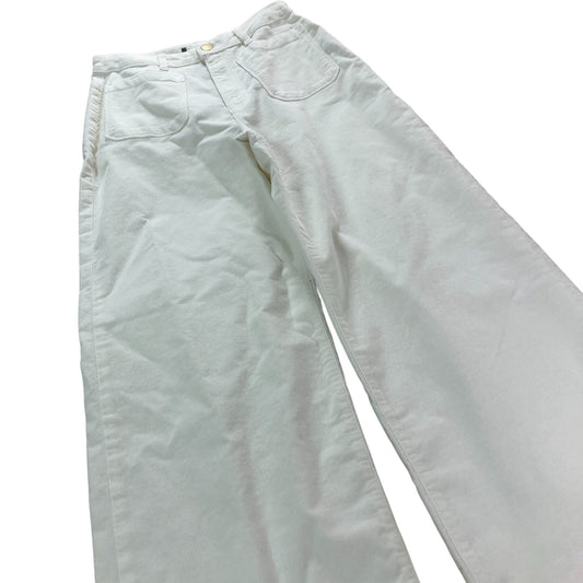 Branded Wide Leg Trousers Women's White Cotton Blend Casual Fit UK10