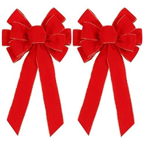 2 Pack Red Christmas Bows Home Front Door Décor