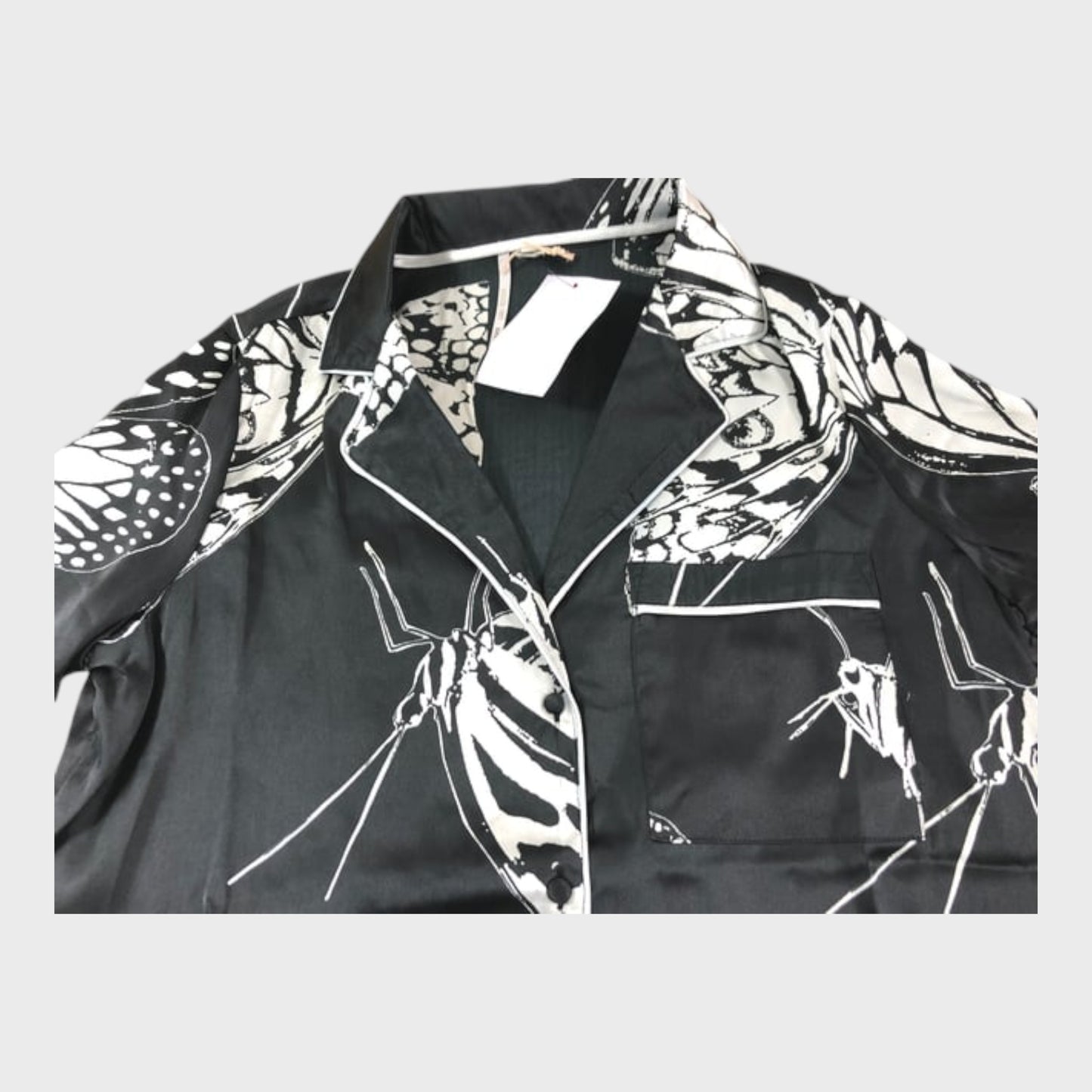 River Island Women's Black Butterfly Print Pyjama Top Size XS Long Sleeve