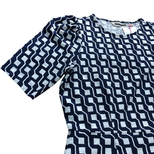 Branded Navy Geometric Mini Dress - Size 12R