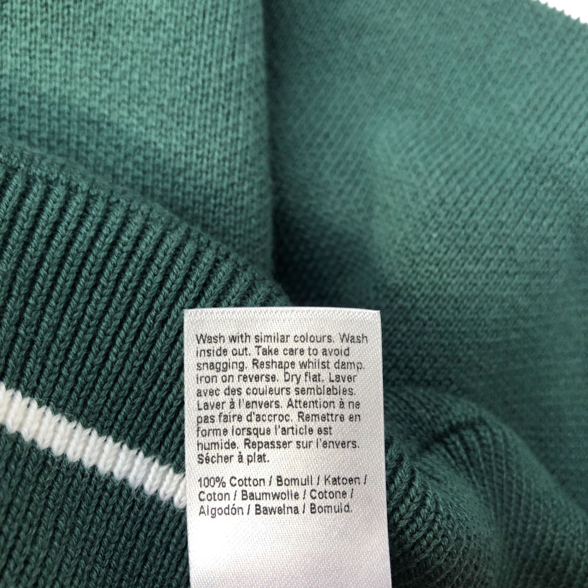 River Island Members Privés Crew Neck Jumper UK Size M Green White Stripes