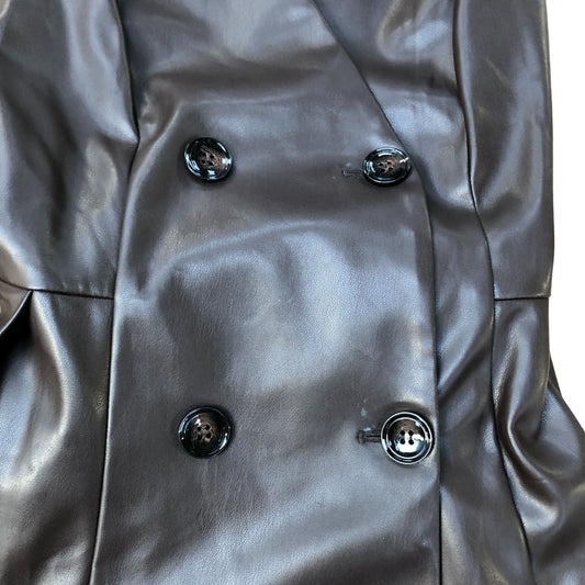 River Island Studio Brown Faux Leather Double Breasted Vest Size UK12 Women's