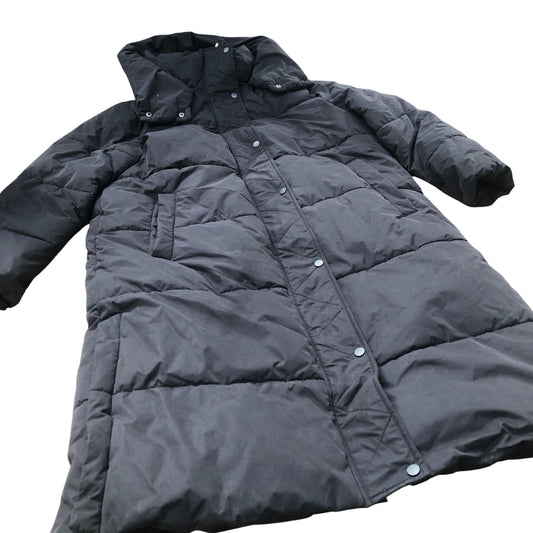 Puffer Jacket Women's Long Hooded Winter Coat Black UK 16-18