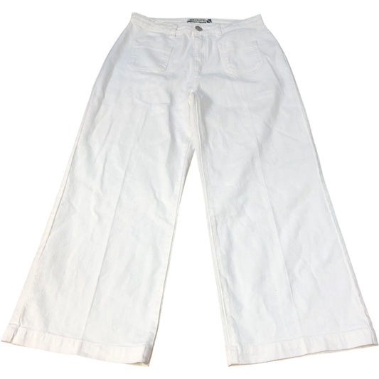 Baukjen Wide Leg Trousers Women's White Organic Cotton Blend Casual Size 10