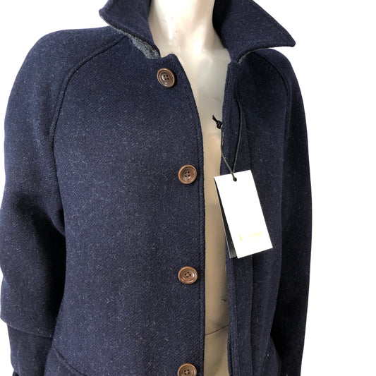 Barbour Men's Wool Overcoat Size M Navy Stylish Warm Button Front