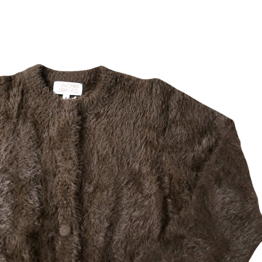 Women's Chocolate Flare Sleeved Tansy Cardigan Size 8 Soft Faux Fur Open Front