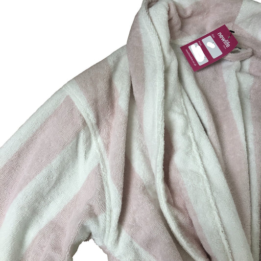 Kimono Robe Women Pink Stripe Cotton Blend Loungewear Size M