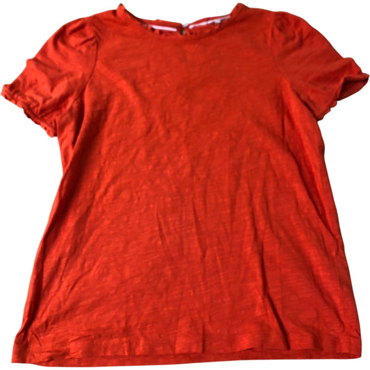 Short Sleeve Top Women's Red Cotton Ruffle Detail Casual Wear UK10