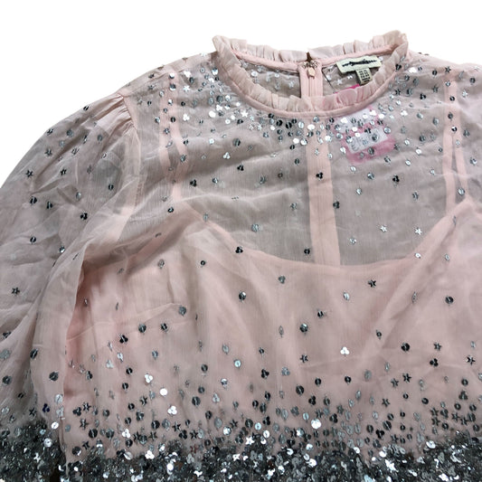 Love & Roses Beaded Dress UK16 Women's Elegant Pale Pink Sparkly Party Dress