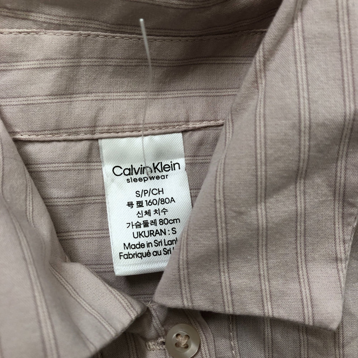 Calvin Klein Short Sleeved Button Down PJ Top Size S Men's Light Pink Striped