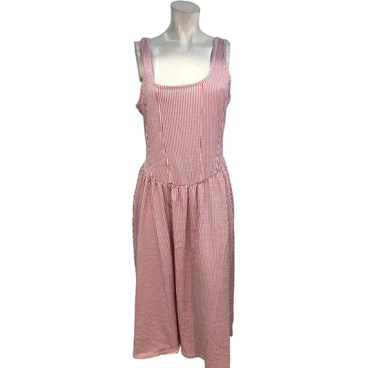 River Island Studio Striped Midi Dress UK L Women's Summer Casual Red White