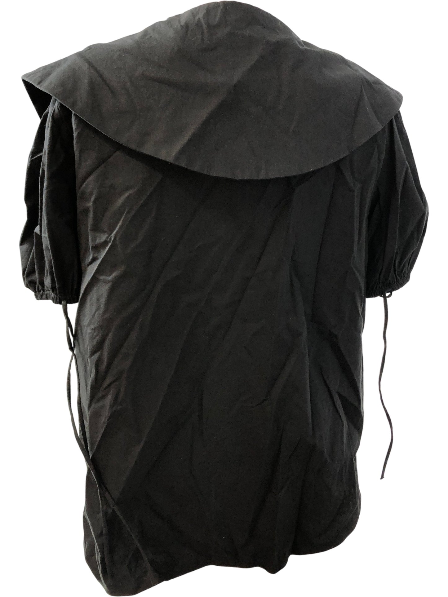 River Island Black Collared Blouse UK10 Women's Short Sleeve Cotton Top