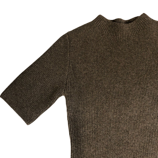 River Island Women's Knit Dress UK XS Short Sleeve Ribbed Brown