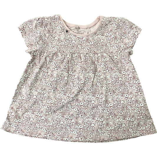 Girls Floral Pattern Top Size 5-6 Years Organic Cotton Pink
