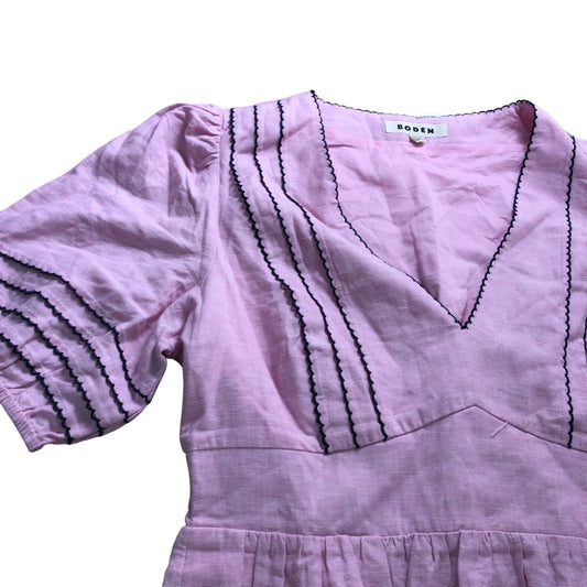 Boden Pink Smock Detail Midi Dress - Size 16