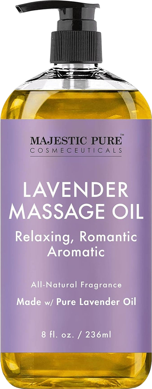 MAJESTIC PURE Lavender Massage Oil 8 Fl Oz All Natural Fragrance Relaxing Aromas