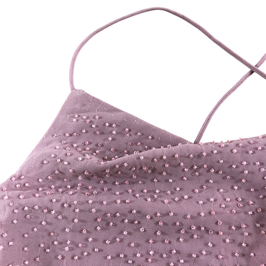 River Island UK12 Women's Pink Beaded Cami Top Spaghetti Straps