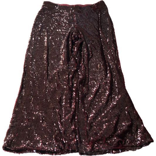 Sequin Maxi Skirt UK16 Women's Burgundy Shimmer Long Party Evening Wear