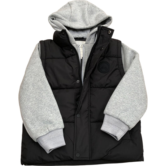 River Island Kids Puffer Hooded Gilet Jacket Black/Grey