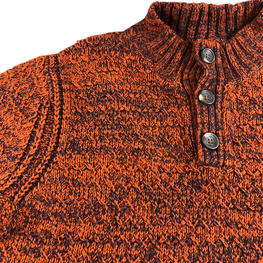 Albany Twisted Button Neck Sweater XL Men's DK Orange