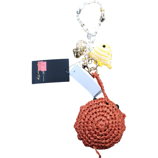 Unique Handmade Fish Keyring Plush Orange Crochet Keychain Accessory