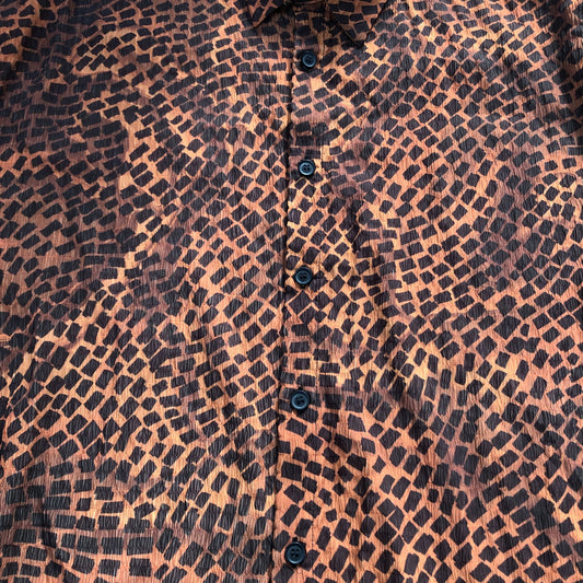 River Island Short Sleeve Shirt M Casual Orange Brown Patterned