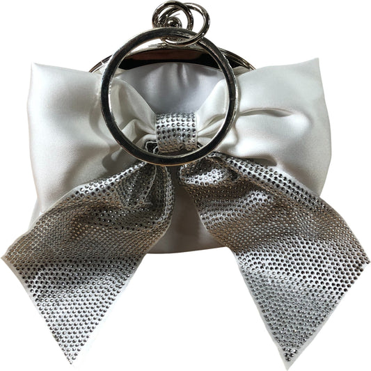 Branded Elegant Satin Coin Purse With Silver Bow And Ring Closure New With Tags