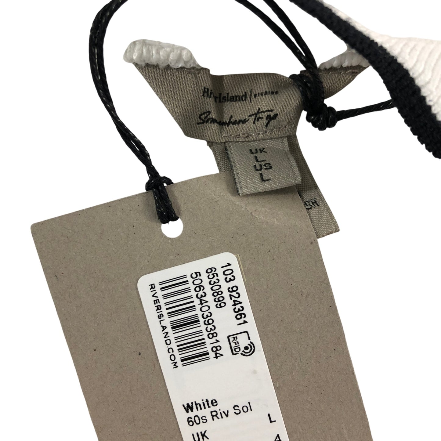 River Island 60s Style Ribbed Dress Size UK 14-16 Women's White Sleeveless