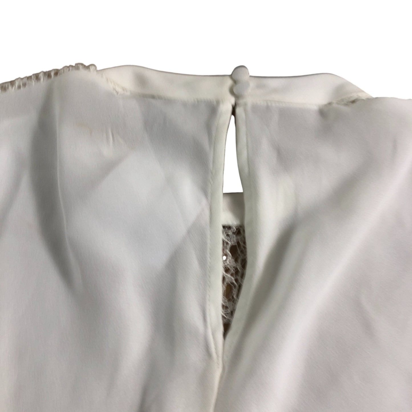 River Island White Lace Trim Blouse - Size 10