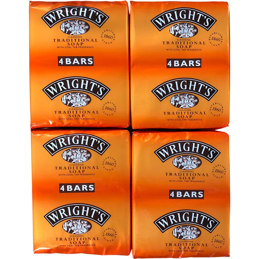 WRIGHT'S Traditional Soap 16 Bars Coal Tar Fragrance Cleansing Set New
