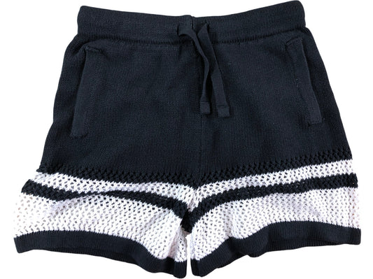 River Island Boys 7 8 Years Black Shorts Knitted Style White Stripes