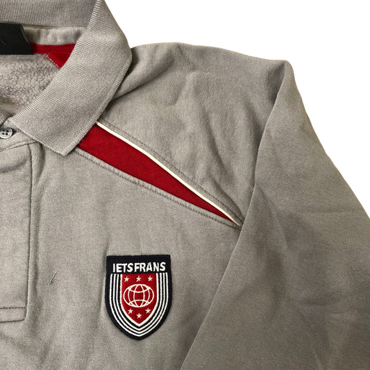 IETS FRANS Pullover Collared Sweatshirt Grey Red Cotton Size Small