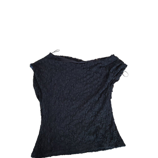 River Island Black Floral Lace Top UK14 Women's Short Sleeve Lace Blouse