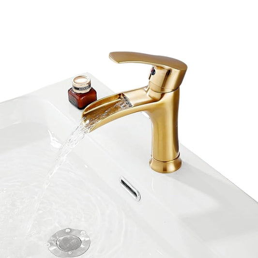 Basin Mixer Tap Gold Single Handle Bathroom Sink Faucet Modern Design AG1