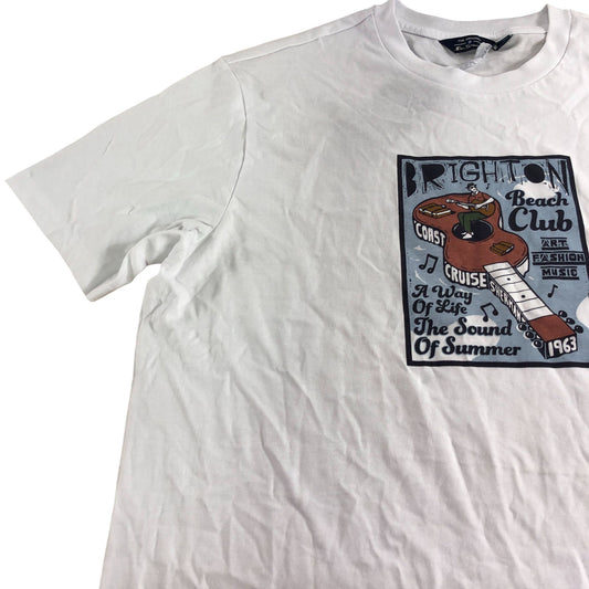 Ben Sherman Brighton Beach Club T-Shirt White 1963 Size Large