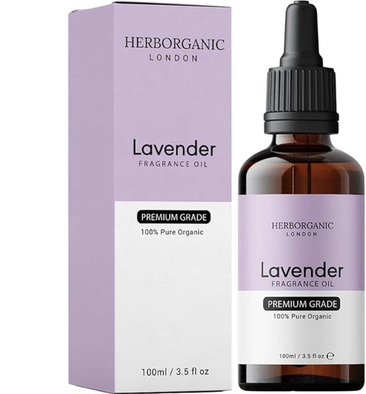 HERBORGANIC Lavender Fragrance Oil 100ml Premium Grade 100 Percent Pure Organic