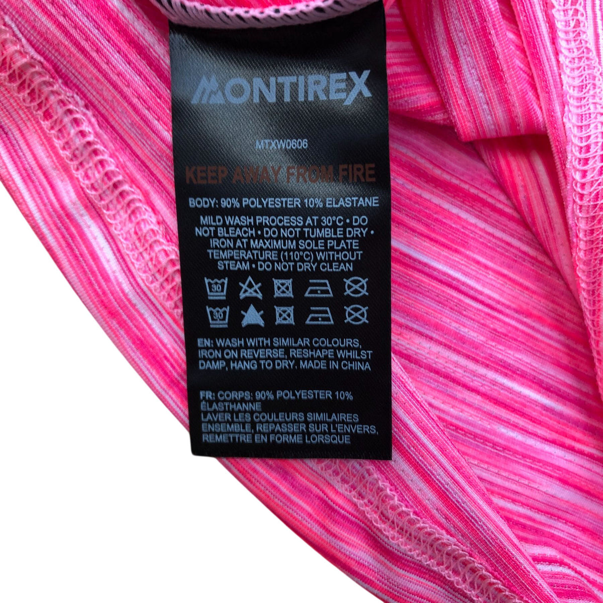 Montirex Zip Neck Top UKXS Women's Long Sleeve Sportswear Pink Stripe